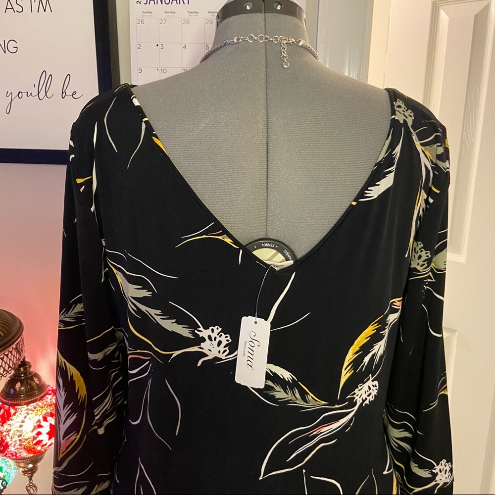 NWT Soma Black Floral Dress Size XL - Picture 4 of 9